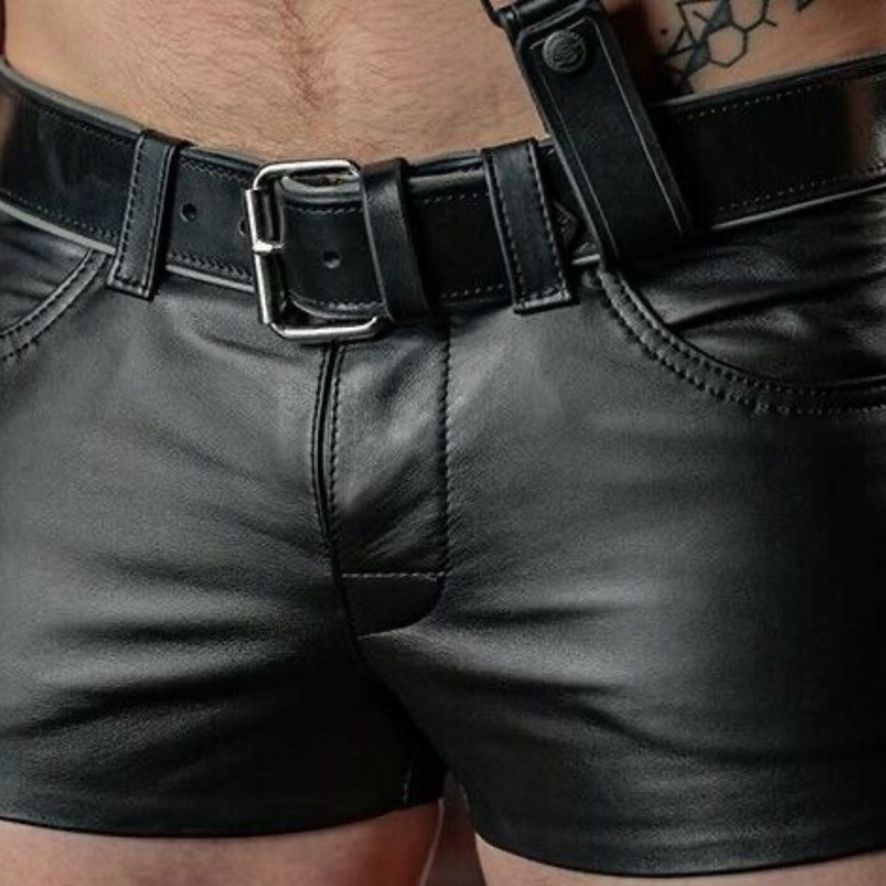 MENS REAL SHEEP LEATHER SHORTS (For 38" Actual Waist) - Picture 5 of 9